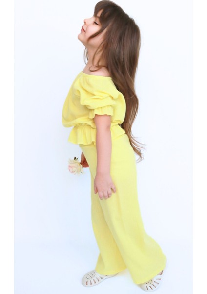 Kız Çocuk Gloria Sarı Şile Bezi Bluz Pantolon Takım fiyatları