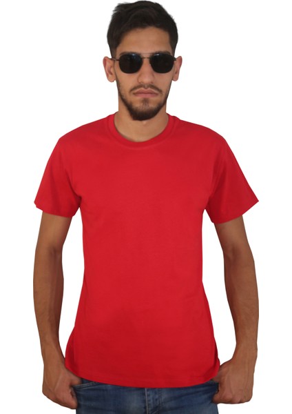 Erkek %100 Pamuklu Bisiklet Yaka Tişört, Nefes Alabilen Kaliteli T-Shirt