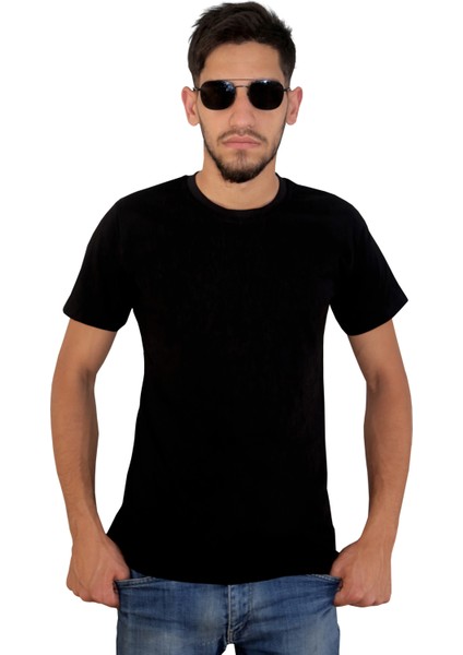 Erkek %100 Pamuklu Bisiklet Yaka Tişört, Nefes Alabilen Kaliteli T-Shirt