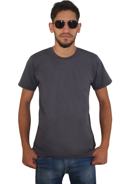 Erkek %100 Pamuklu Bisiklet Yaka Tişört, Nefes Alabilen Kaliteli T-Shirt