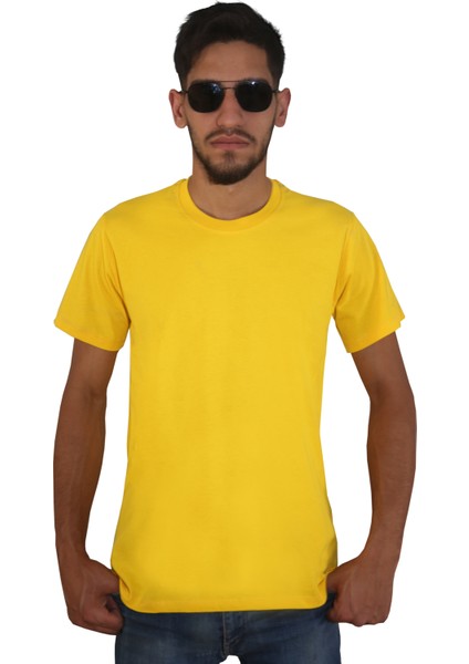 Erkek %100 Pamuklu Bisiklet Yaka Tişört, Nefes Alabilen Kaliteli T-Shirt