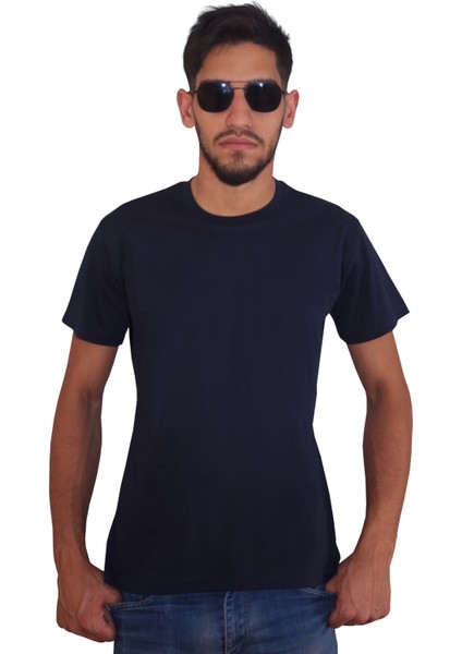 Erkek %100 Pamuklu Bisiklet Yaka Tişört, Nefes Alabilen Kaliteli T-Shirt