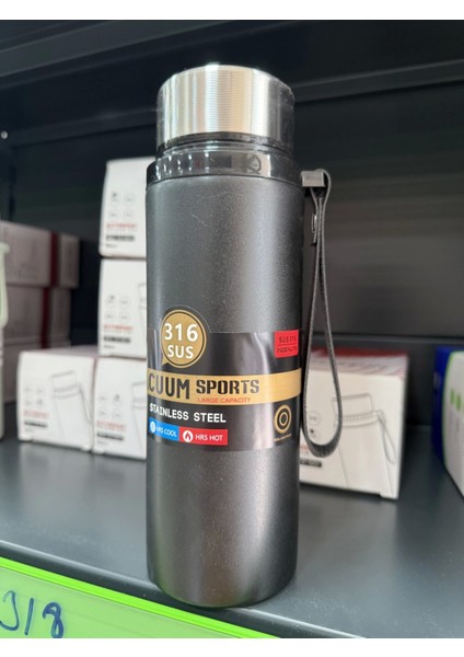 Paslanmaz Çelik Termos Su Şişesi 600ML Vakumlu Kapak Siyah Ithal Ürün fiyatları