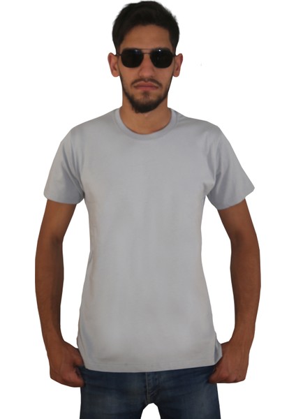 Erkek %100 Pamuklu Bisiklet Yaka Tişört, Nefes Alabilen Kaliteli T-Shirt