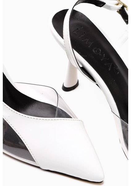 Aliah Beyaz Rugan Sivri Burunlu Şeffaf Detaylı Ince Topuklu Kadın Ayakkabı modelleri