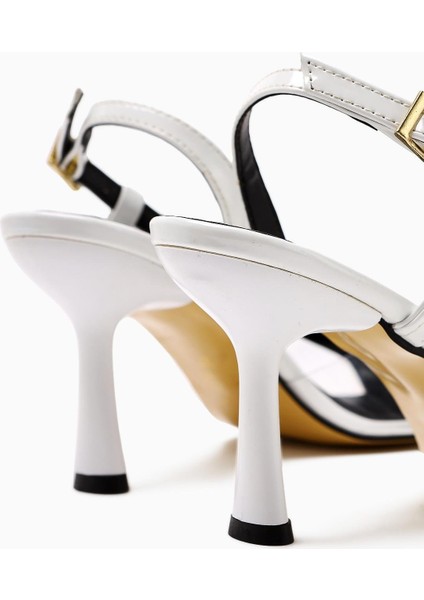 Aliah Beyaz Rugan Sivri Burunlu Şeffaf Detaylı Ince Topuklu Kadın Ayakkabı fırsatları