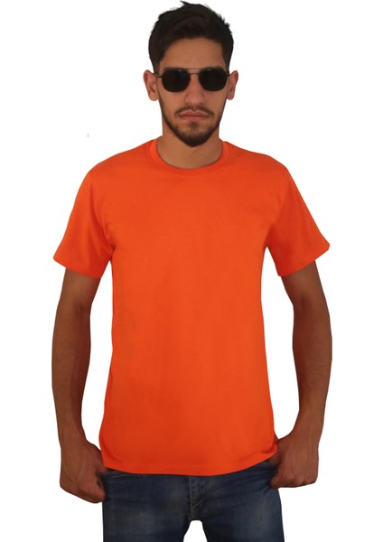 Erkek %100 Pamuklu Bisiklet Yaka Tişört, Nefes Alabilen Kaliteli T-Shirt
