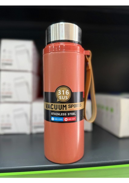 Paslanmaz Çelik Termos Su Şişesi 600ML Vakumlu Kapak Turuncu Ithal Ürün fiyatları
