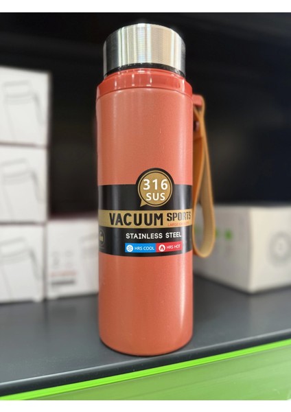 Paslanmaz Çelik Termos Su Şişesi 600ML Vakumlu Kapak Turuncu Ithal Ürün modelleri