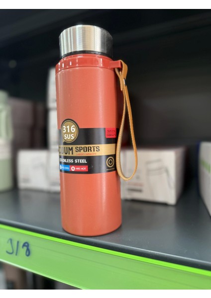 Paslanmaz Çelik Termos Su Şişesi 600ML Vakumlu Kapak Turuncu Ithal Ürün fırsatları