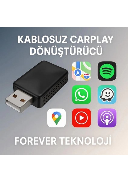 Kablosuz Carplay & Android Auto Adaptörü - Apple ve Android Cihazlar Için Evrensel Wireless Carplay Çevirici fırsatları