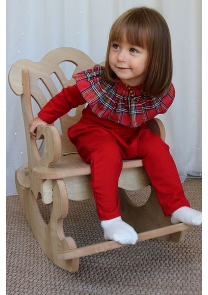 Kız Çocuk Kırmızı Ekose Yakalı Çıtçıt Detaylı Yılbaşı Tulum Salopet indirimleri