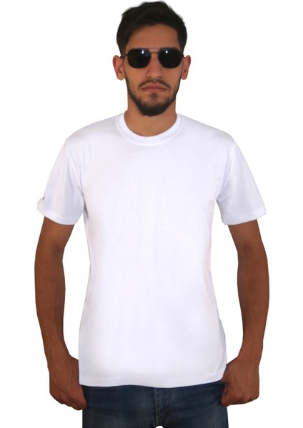 Erkek %100 Pamuklu Bisiklet Yaka Tişört, Nefes Alabilen Kaliteli T-Shirt