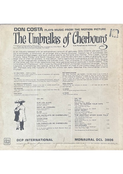 Don Costa-The Umbrellas Of Cherbourg Dönem Baskı Plak fiyatları