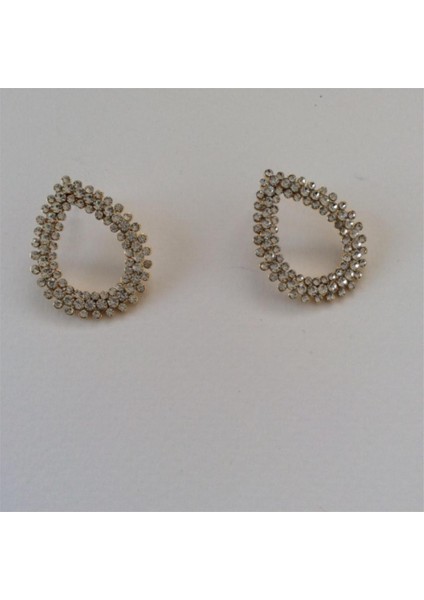 Damla Figürlü Parlak Zirkon Taşlı Küpe Altın Renk modelleri