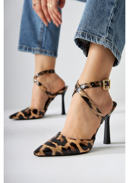 Elsi Leopar Desenli Bilekten Bağlamalı Kadın Topuklu Ayakkabı fiyatları