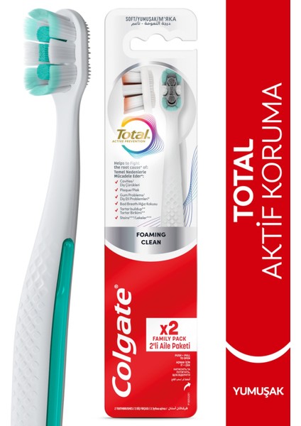 Total Foaming Clean 1+1 Yumuşak Diş Fırçası