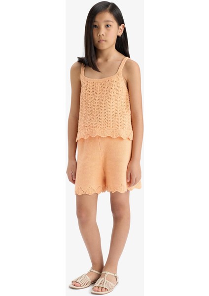 Kız Çocuk Beli Lastikli Triko Şort E6517A825HS fiyatları