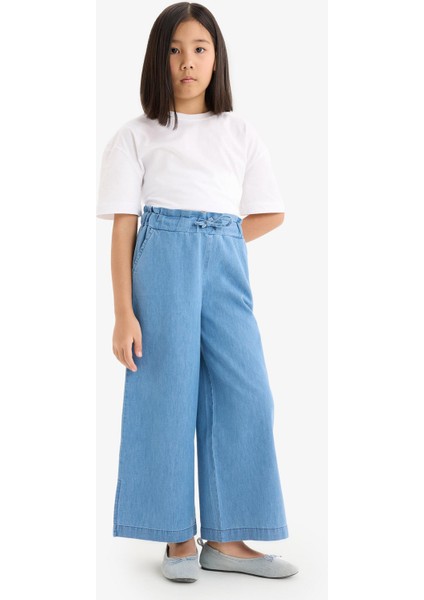 Kız Çocuk Culotte Geniş Paça Jean Pantolon D7102A825SM modelleri