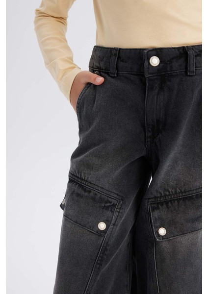 Kız Çocuk Wide Leg Kargo Geniş Paça Pamuklu Pantolon D9693A825SP