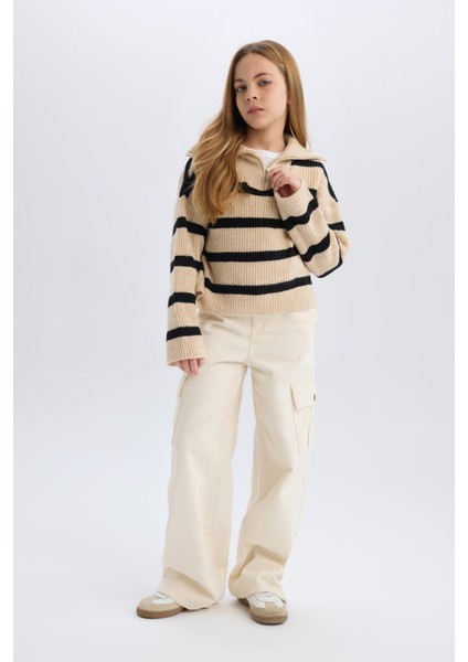 Kız Çocuk Wide Leg Kargo Geniş Paça Jean Pantolon D7097A825SP fiyatları