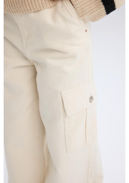 Kız Çocuk Wide Leg Kargo Geniş Paça Jean Pantolon D7097A825SP
