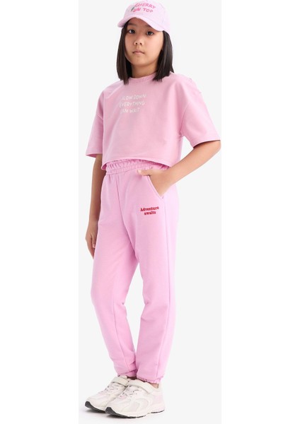 Kız Çocuk Beli Paçası Lastikli Baskılı Jogger Eşofman Altı D9689A825SP