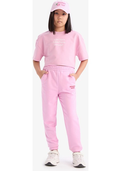 Kız Çocuk Beli Paçası Lastikli Baskılı Jogger Eşofman Altı D9689A825SP fırsatları