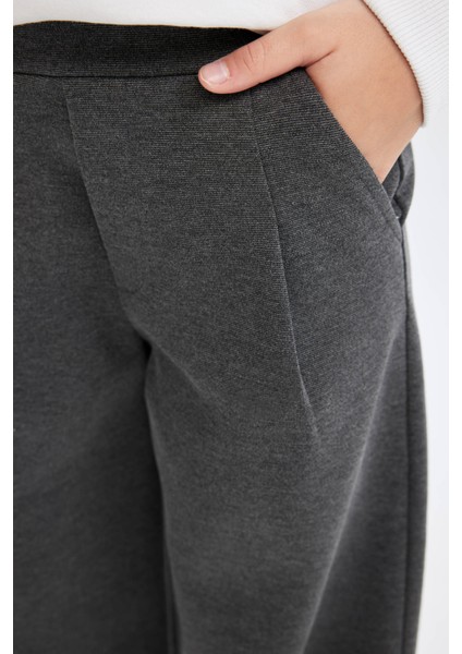 Kız Çocuk Wide Leg Geniş Bol Paça Beli Lastikli Basic Düz Eşofman Altı D3889A824WN indirimleri