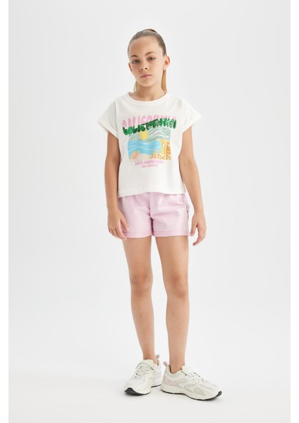 Kız Çocuk Baskılı Beli Lastikli Şort D0905A824HS