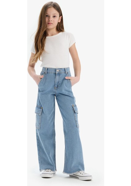 Kız Çocuk Wide Leg Kargo Geniş Bol Paça Jean Pantolon E2304a825sp modelleri
