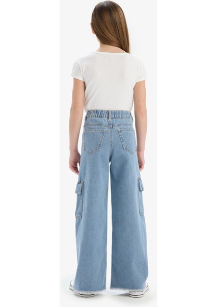 Kız Çocuk Wide Leg Kargo Geniş Bol Paça Jean Pantolon E2304a825sp