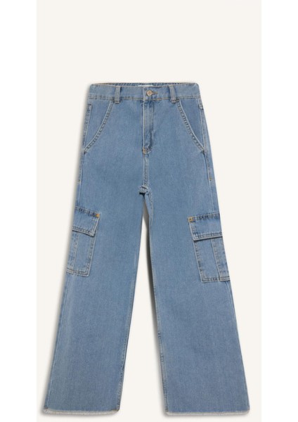 Kız Çocuk Wide Leg Kargo Geniş Bol Paça Jean Pantolon E2304a825sp