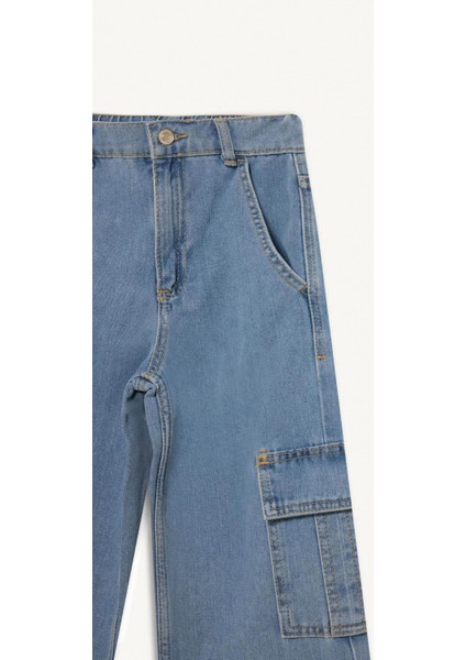 Kız Çocuk Wide Leg Kargo Geniş Bol Paça Jean Pantolon E2304a825sp