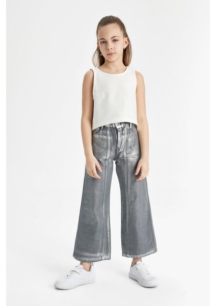 Kız Çocuk Wide Leg Geniş Bol Paça Parlak Jean Pantolon C2019A824SP