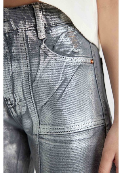 Kız Çocuk Wide Leg Geniş Bol Paça Parlak Jean Pantolon C2019A824SP indirimleri