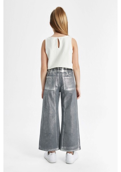 Kız Çocuk Wide Leg Geniş Bol Paça Parlak Jean Pantolon C2019A824SP