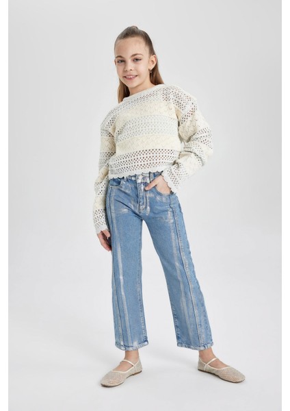 Kız Çocuk Wide Leg Geniş Bol Paça Jean Pantolon C1988A824SP