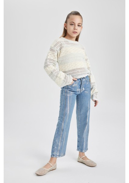 Kız Çocuk Wide Leg Geniş Bol Paça Jean Pantolon C1988A824SP fiyatları