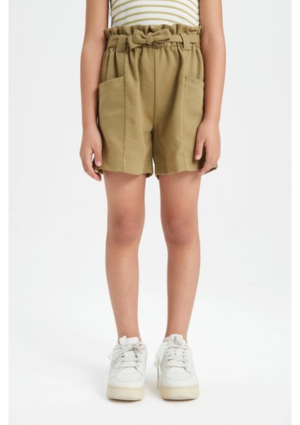 Kız Çocuk Cepli Paperbag Şort