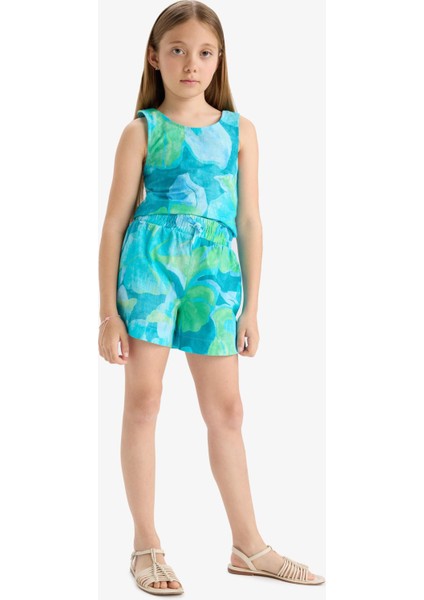 Kız Çocuk Beli Lastikli Desenli Pamuklu Şort D7624A825HS fiyatları