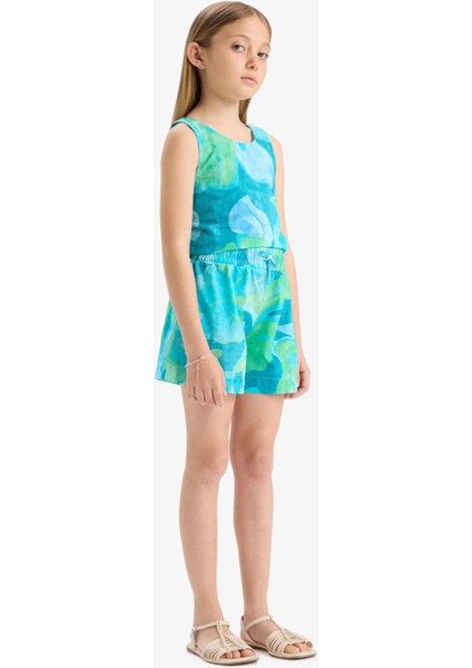 Kız Çocuk Beli Lastikli Desenli Pamuklu Şort D7624A825HS fırsatları