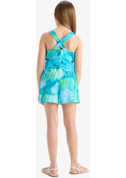 Kız Çocuk Beli Lastikli Desenli Pamuklu Şort D7624A825HS