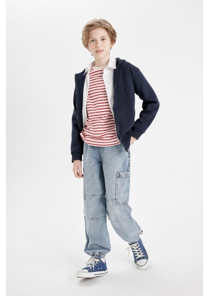 Erkek Çocuk Kargo Cepli Beli ve Paçası Lastikli Jogger Paraşüt Okul Jean Pantolon C4519A824AU fiyatları