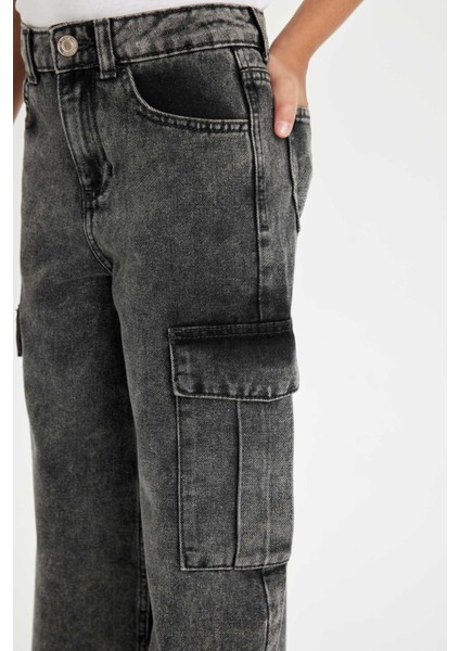 Kız Çocuk Wide Leg Kargo Cepli Geniş Bol Paça Jean Pantolon C8541A824AU indirimleri