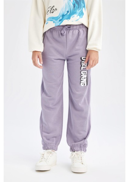 Kız Çocuk Baskılı Beli Paçası Lastikli Cepli Jogger Eşofman Altı D0739A824AU modelleri