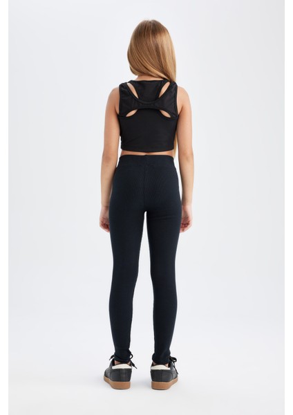 Kız Çocuk Standart Boy Fitilli Kaşkorse Etiketli Lacivert Tayt D0746A824AU