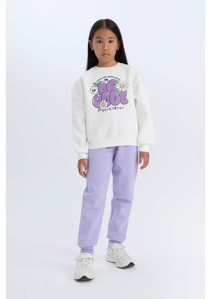 Kız Çocuk Beli Paçası Lastikli Baskılı Jogger Eşofman Altı D2293A824WN modelleri