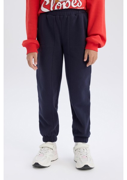 Kız Çocuk Beli Paçası Lastikli Cepli Basic Düz Jogger Eşofman Altı D3840A824WN fırsatları