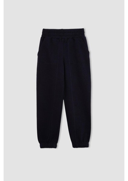 Kız Çocuk Beli Paçası Lastikli Cepli Basic Düz Jogger Eşofman Altı D3840A824WN
